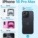 Shockproof for iPhone 16 Pro Max Case, [Camera Protection] [Military-Grade Drop Protection] Protective Anti-Yellow Slim Translucent Skin-Friendly for iPhone 16 Pro Max Phone Case, Black