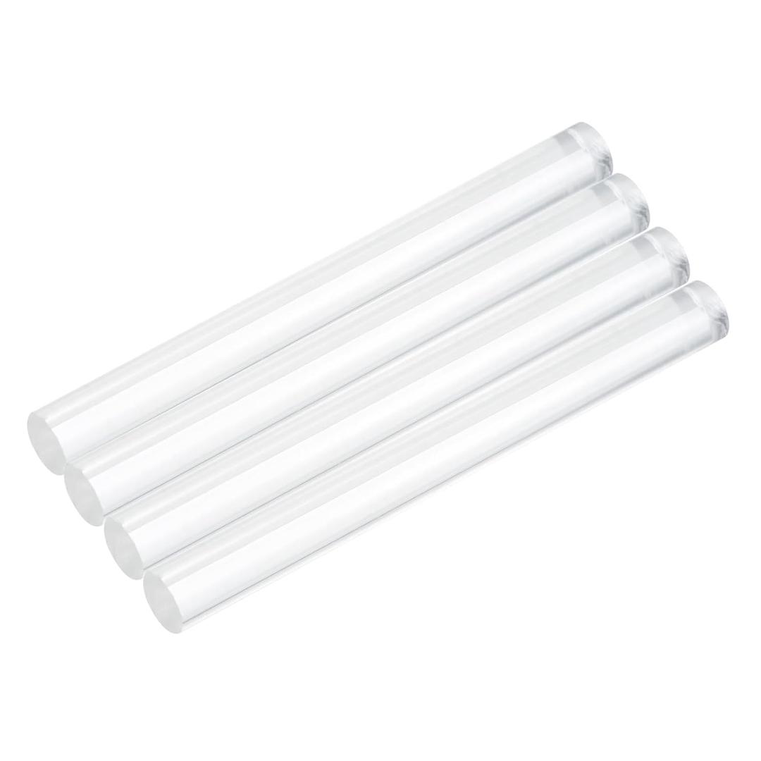 MECCANIXITY 4pcs Acrylic Round Rods 3/8" x 4" Clear Acrylic Dowel Rods Sticks Plastic Sticks Strip for DIY Crafts Lighting Gardening Decorations - 10mm x 100mm