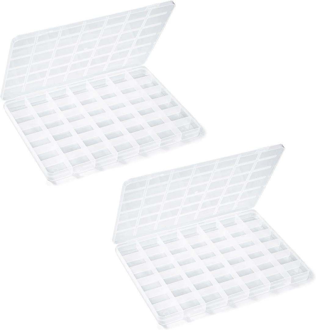 Secmity 2pcs 42 Grids Plastic Bead Organizer Beads Storage Containers Bead Holder Organizer Clear Storage Dividers Box for Jewelry Arts and Crafts (9.2*6.5*0.7 inches(2 Pack))