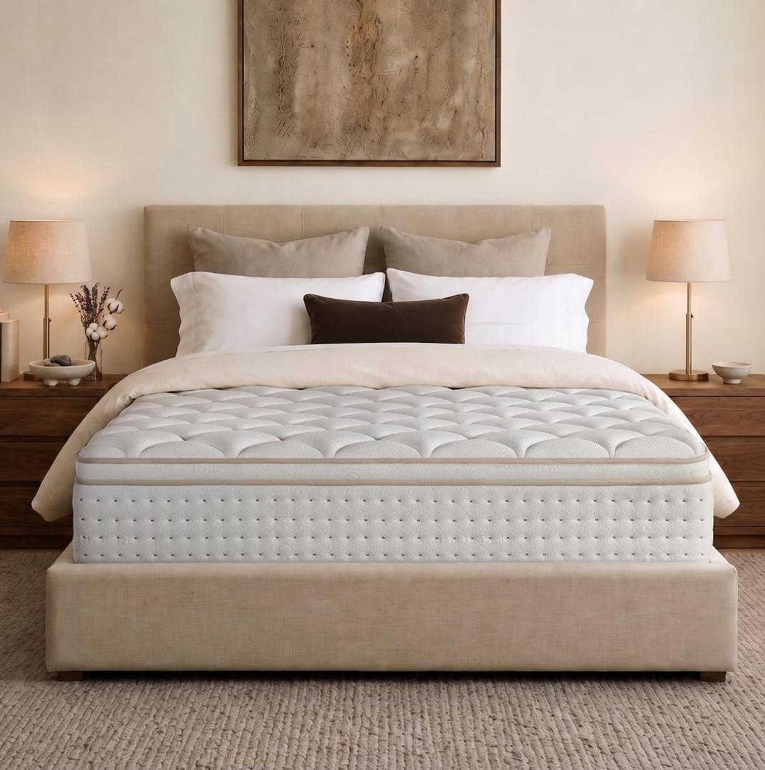 Queen Mattress, 14 Inch Hybrid Mattress with Memory Foam , Medium Firm, | Hybrid Comfort, Medium Zoned Support, Motion Isolation & Pressure Relief!