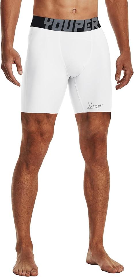Youper 1-Pack Adult Compression Shorts w/Cup Pocket, Men's Athletic Supporter for Baseball & Football
