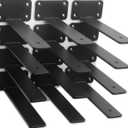 12 Pack - 8 inch Black Hidden L Shelf Bracket (1/5 Inch Thicked) Iron Floating Shelf Brackets Rustic Industrial Metal Brackets for Shelf Support