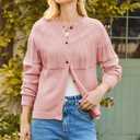 Dokotoo Cardigan Sweaters for Women 2025 Fall Outfits Long Sleeve Crochet Knit Sweaters (Pink, M)