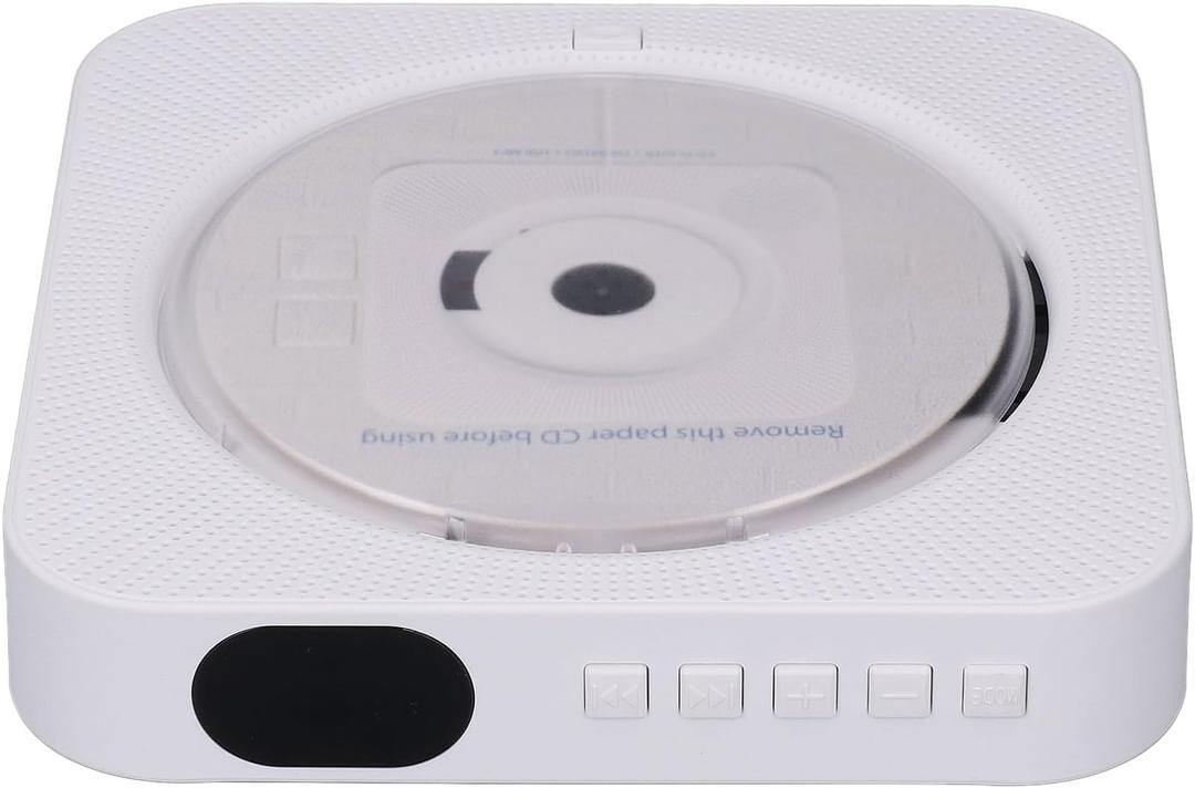 CD Player with Speakers, Wall Mount Protective Cover Portable CD Player for Home (White)