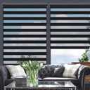 Changshade Cordless Zebra Blinds for Windows, Modern Dual Layer Zebra Blinds with Light Filtering & Privacy Control,Easy Install Zebra Blinds for Indoor Windows,35" W72" H,Black