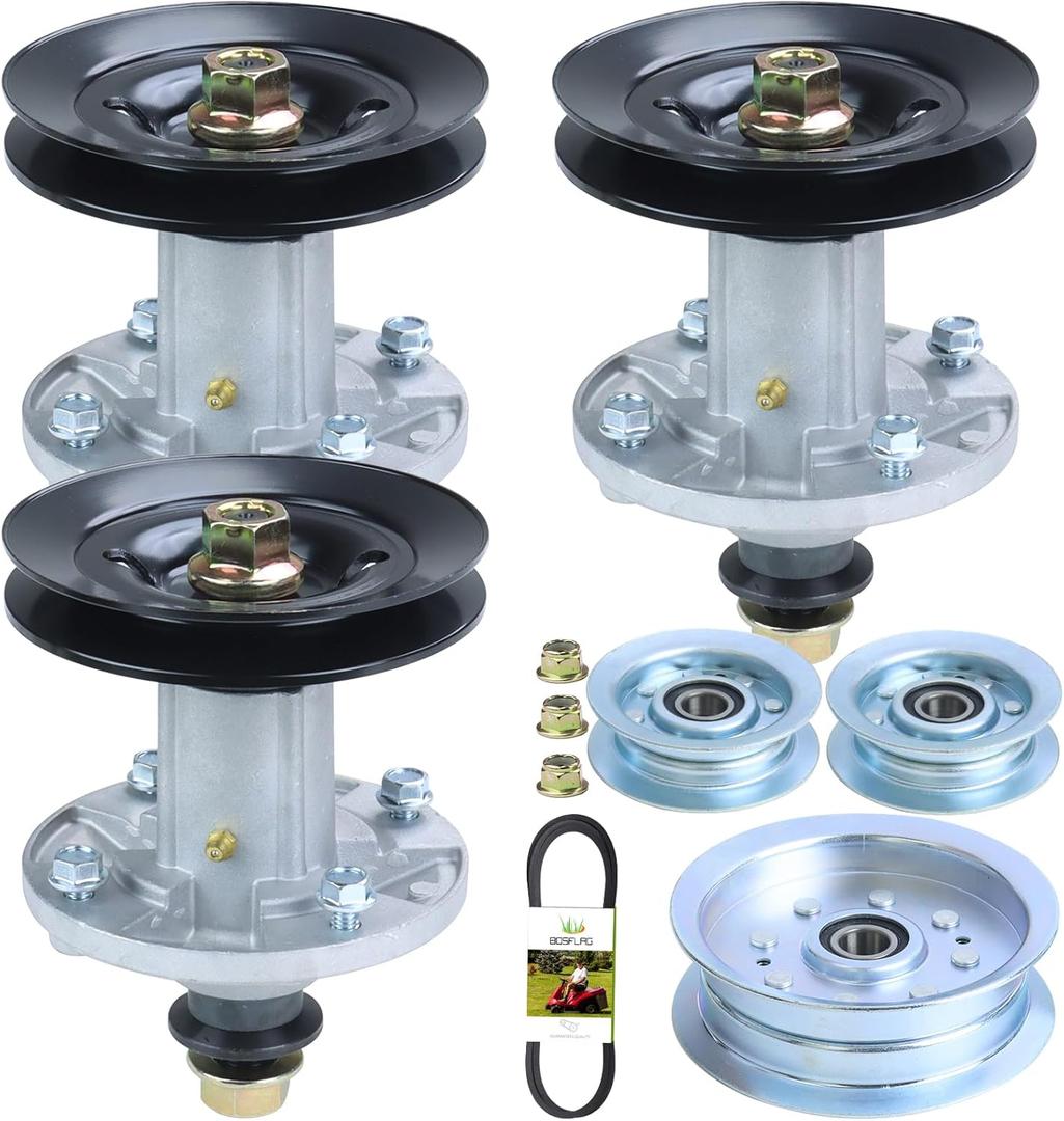 3 Pack GY21098 Spindle with GX22616 Spindle Pulley GY20629 GY20067 Idler Pulley GX21833 Belt Replace AUC15811 GY20454 GY21098 GY20962 for John Deere D140 D155 D160 E140 E160 E170 LA145 Tractor