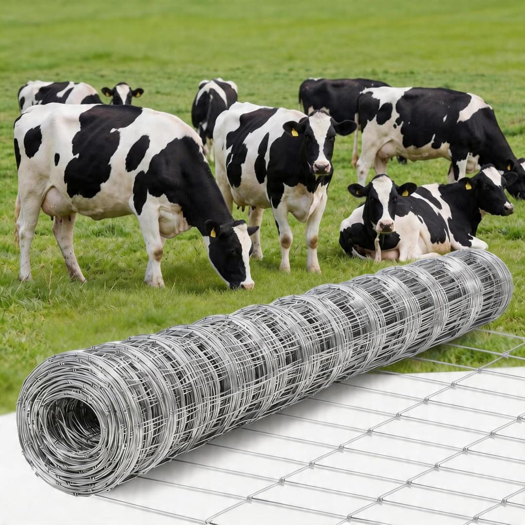 Cattle Farm Fence 6Ft x 262Ft, 12 Gauge Heavy Galvanized Steel Wire Fencing Outdoor for Livestock Control/Pet Supplies/Farmer/Agriculture/Pasture/Cross Fencing/Horse/Goat/Deer/Pig/Sheep/Garden