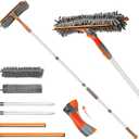 Eazer 89'' Squeegee Window Cleaner 2 in 1 Rotatable Window Cleaning Tool Kit with Extension Pole, Window Washing Equipment with Bendable Head for Indoor/Outdoor Window and Car Glass