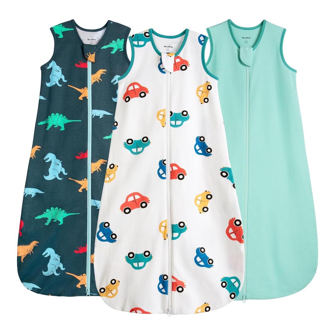 Baby Sleep Sack 18-24 Months 100% Cotton 0.5 Tog 2t Baby Wearable Blanket for Toddler, 3 Pack Breathable Soft Lightweight Sleep Sacks with 2-Way Zipper