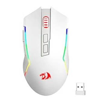 Redragon M693 Wireless Gaming Mouse, 8000 DPI, 3-Mode Connection (BT & 2.4G Wireless), 7 Macro Buttons, RGB Backlight for PC/ Mac/ Laptop
 (Standard, White)