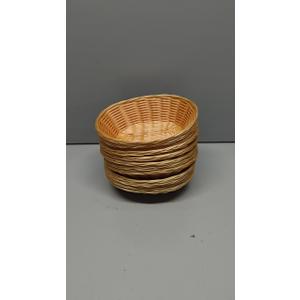 12Pcs Plastic Oval Baskets,Wicker Woven Fruit Basket Rattan Food Storage Baskets Bulk, Bread Baskets for Serving,Lightweight Snack Storage Bins,Stackable Empty Baskets for Kitchens,Christmas Gifts