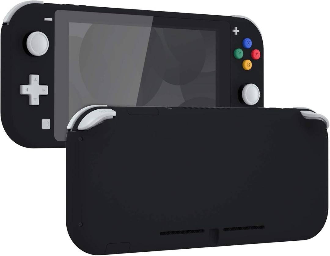 eXtremeRate Soft Touch Black DIY Replacement Shell for Nintendo Switch Lite, NSL Handheld Controller Housing w/Screen Protector, Custom Case Cover for Nintendo Switch Lite