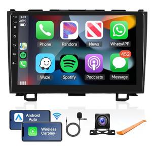 Android Car Stereo for Honda CRV 2007-2011 with Wireless Carplay/Android Auto with WiFi GPS Navigation, 9" Touchscreen Bluetooth Car Radio Support USB FM/RDS Backup Camera Steering Wheel Control