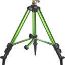 Triumpeek Impact Sprinkler on Tripod Base with Stakes, 360 Degree Large Area Coverage Irrigator with Extension Legs, Adjustable Brass Sprinkler Head Nozzle and 3/4" NH Inlet Hose Connection (1)