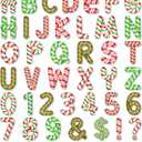 Faccito 176 Pcs Candy Cane Letters Christmas Bulletin Board Letters 4.3 Inch Cardboard Alphabet Number Symbol Cutouts for Home Classroom Christmas Holiday Birthday Party(Candy,Colorful)