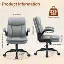 Leather Office Chair, Upgraded PU Computer Desk Chairs with Double-Layer Seat Cushion and Neckrest, 360Swivel, Ergonomic Small Gaming Chair with Wheels and Adjustable Armrests for Short People, Grey