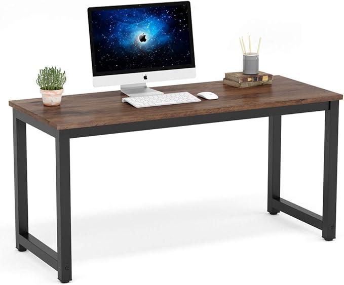 Tribesigns Computer Desk, 55 inch Large Office Desk Computer Table Study Writing Desk Workstation for Home Office, Rustic Brown