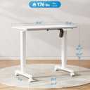 HUANUO Electric Small Standing Desk, Whole Piece Desktop, Adjustable Height Computer Desk, 4 Height Memory Settings, Sit Stand Up Desk for Home Office, 35" x 24", White