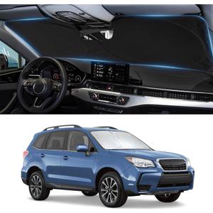 Sun Shade for Forester Windshield Sunshade Custom Fit 2014 2015 2016 2017 2018 Subaru Forester Accessories Front Window Cover Retractable Sun Visor Protector Keep Interior Cool UV Blocker