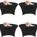 Fivenl 4 Pack 5FT Round Spandex Tablecloth, 60 Inch Black, Stretchable Table Cover, Washable and Wrinkle Resistant, Fitted Round Table for Wedding, Banquet, Birthday, Party, Restaurant