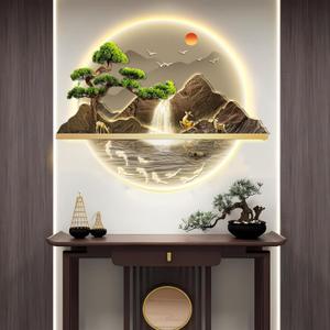 QJSZMEI 3D Wall Art Decor, 3D Wall Sculpture Painting Decoration, 3D Painting with LED Light for Home Entrance Hallway Bedroom (23.6L" x 19.7W", gold)