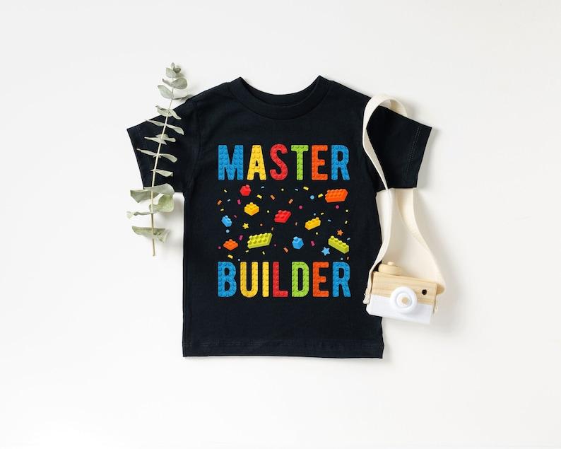 Master Builder Tshirt, Kids Building Blocks Shirt, Toddler Boy T Shirt, Builder Ornament Shirts, Building Brick Shirts, Block Birthday Shirt, XS