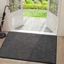 Mibao Front Door Mat, Dirt Trapper Welcome Mat for Outdoor Indoor, Non-Slip Waterproof Doormat, Durable Machine Washable Low Profile Entry Rug for Back Door Outside Patio Porch, 48" x 36", Grey (Black&gray)