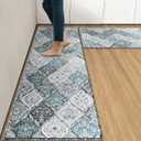 Arttown Boho Anti-Fatigue Kitchen Rug Set of 2 Morocco Cushioned Floor Standing Mat Waterproof Non-Slip Mat and PVC Ergonomic Comfort Foam Rug