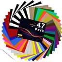 HTVRONT HTV Heat Transfer Vinyl Bundle: 47 Pack 12" x 10" Iron on Vinyl for T-Shirt, 33 Assorted Colors with HTV Accessories Tweezers, Silhouette Cameo or Heat Press Machine
