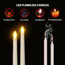 Ymenow Flameless Taper Candles with Remote Timer, 6pcs 7.9" Battery Operated LED Fake Electric Tapered Candles Flickering Ivory Floating Candlesticks for Halloween Party Table Christmas Decorations