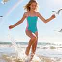 Kids4ever Girls One Piece Swimsuits Color Block Bathing Suit Kids Swimwear for Teens Beach 9-16Y (13-14 Years, Green)