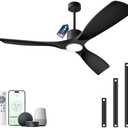 Ceiling Fans with Lights, Ceiling Fans with Lights and Remote Control, 52 inch Black Modern Smart Ceiling Fan with Light, Outdoor Ceiling Fans for Patios 3 Blade Bedroom Living Room Black