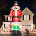 VCUTEKA 12FT Christmas Inflatables Outdoor Decorations, Nutcracker Soldier, Blow Up Christmas Decoration with Built-in LED Lights, Animated Inflatable Yard Decor for Holiday Lawn Garden Xmas