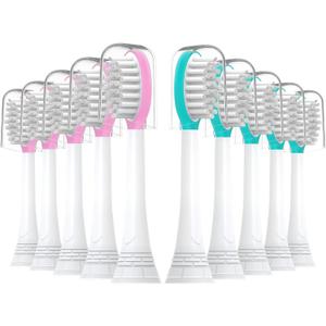 Kids Replacement Toothbrush Heads 10 Pack for Philips Sonicare Electric Toothbrush Soft Brush Head for Child 7+ for Boy Girl, 5pink+5blue