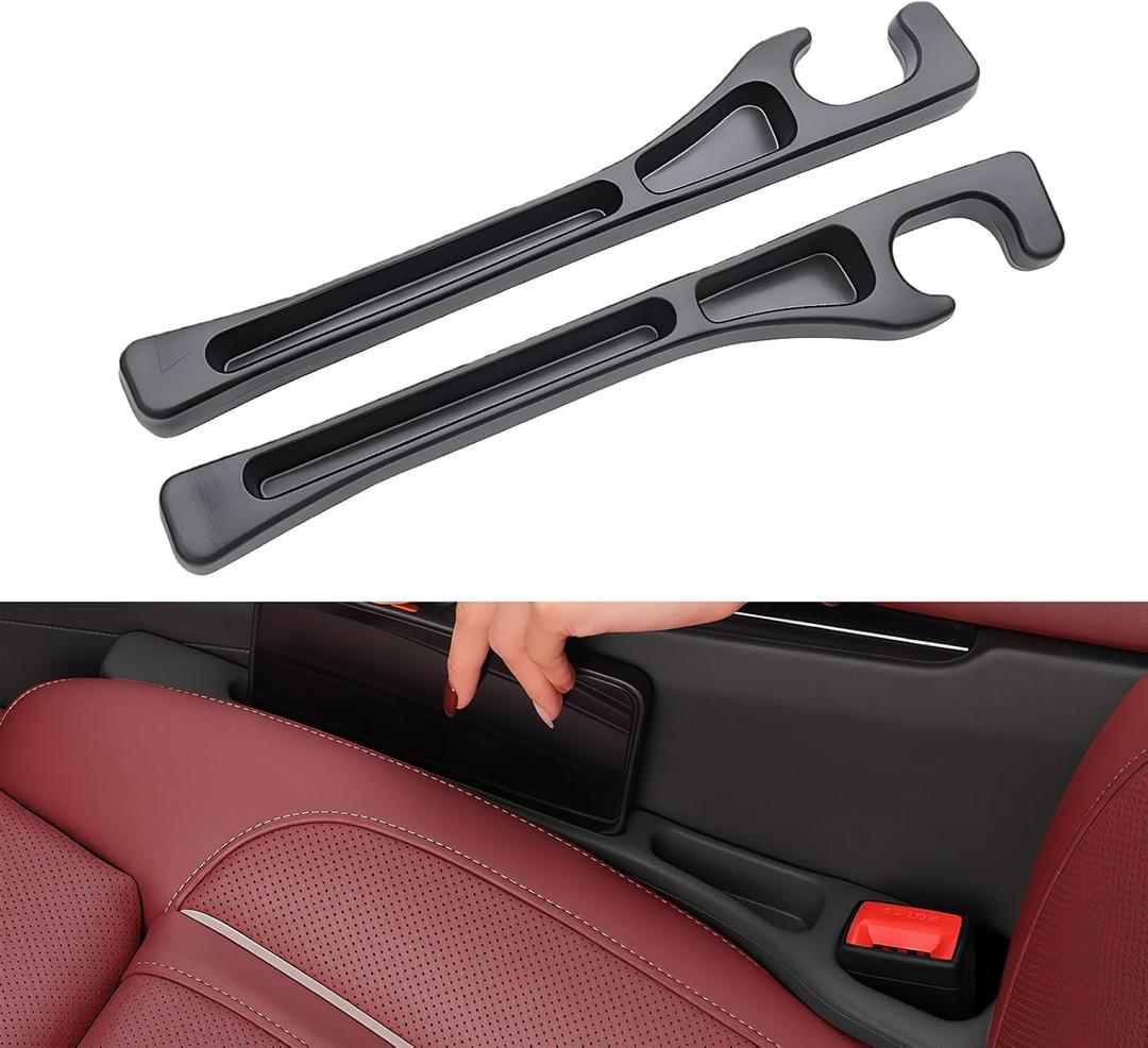 Car Seat Gap Filler Organizer 2 PCS Black Universal Seat Gap Plug Blocker Anti-Drop Console Catcher Phone Keys Storage for Car Truck SUV Auto Accessories Style2