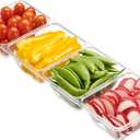 Plasticpro 4 Sectional Rectangle Plastic Disposable Serving Tray/Platter 5 X 16 Clear Pack of 4