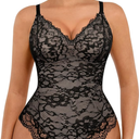 FeelinGirl Shapewear Bodysuits for Women Lace Shapewear Tummy Control V-Neck Sleeveless Bodysuit Tops Jumpsuit Size XL