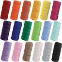 PHUNTTEK Macrame Cord 2mm x 590 Yards 18 Rolls Natural Cotton Cord 3 Stands Jute Twine String Soft Rope Assorted Colored Yarns for DIY Knitting Knotting Craft Macrame Project Supplies