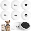 6 Pcs Cat Food Bowl Ceramic Cat Bowls Cat Plates Anti Whisker Fatigue Cat Food Dish with Nonslip Silicone Bottom Shallow Wide Kitten Plates for Indoor Small Dog Animals Pet Feeding, 3 Styles