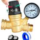 RV Water Pressure Regulator for RV Camper. Brass Lead-Free Adjustable Camper Water Pressure Regulator with 0-160 PSI Gauge Reducer Valve W FilterPackage Includes 1 Raw Tape for Water Pipes.