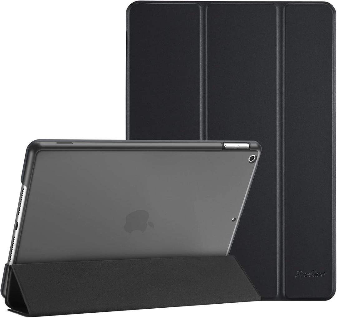 ProCase for iPad 9th/ 8th/ 7th Generation Case 10.2 Inch (2021/2020/2019 Release), 10.2 iPad Case 9th/ 8th/ 7th Gen Cover, Slim Smart Cover with Translucent Hard Shell Back -Shadowblack