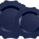 COLOSUS Navy Blue Disposable Plastic Party Plates Set Include 60pcs (30 guest) Dinner plate and Dessert Plate Heavy weight Party Dinnerware Plates