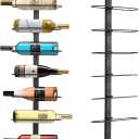 Wall Mounted Rack: 9 Bottle Metal Holder - Wall Storage Organizer Shelf