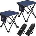 Opliy Camping Stool 2 Pack,13.5 Inch Portable Folding Stool for Outdoor Gardening and Beach Hiking Fishing,Foot Stool with Carry Bag (Blue)