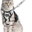 Halypet Cat Harness and Leash Set for Walking, Escape Proof Adjustable Vest Harness with 3-in-1 Integrated Buckles, Easy Control Soft Breathable Mesh with Reflective Strips for Cats, M, Moonlight Meow
