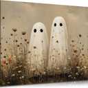 Vintage Halloween Ghost Canvas Wall Art,16x24in Framed