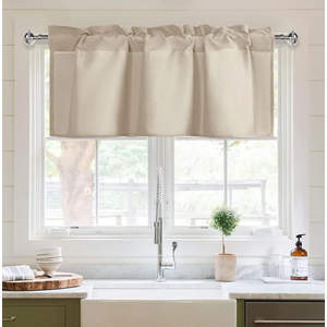 XWZO Kitchen Valances Curtains for Windows Living Room Bedroom Bathroom Toppers Farmhouse Style Rustic Dinning Room Thermal Insulated Rod Pocket, W42 x L18 Inch Length, Beige, 1 Panel