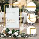Wedding Sign Holder, Adjustable Welcome to Our Wedding Sign Stand W/Design Bundle & Leather Sign Hanging Straps, Heavy Duty Easel Stand for Sign, Wedding Seating Chart Stand, Easel for Display (Gold)