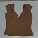 ForeFair Women Sexy Deep V Neck Backless Tank Top Slim Fit Summer Casual Y2k Crop Short Sleeve Top, M