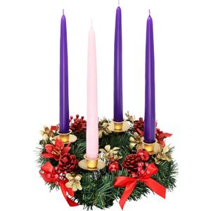 Christmas Advent Wreath - Red Berry Season Centerpiece Decor - Advent Candle and X-mas Candles Decorations